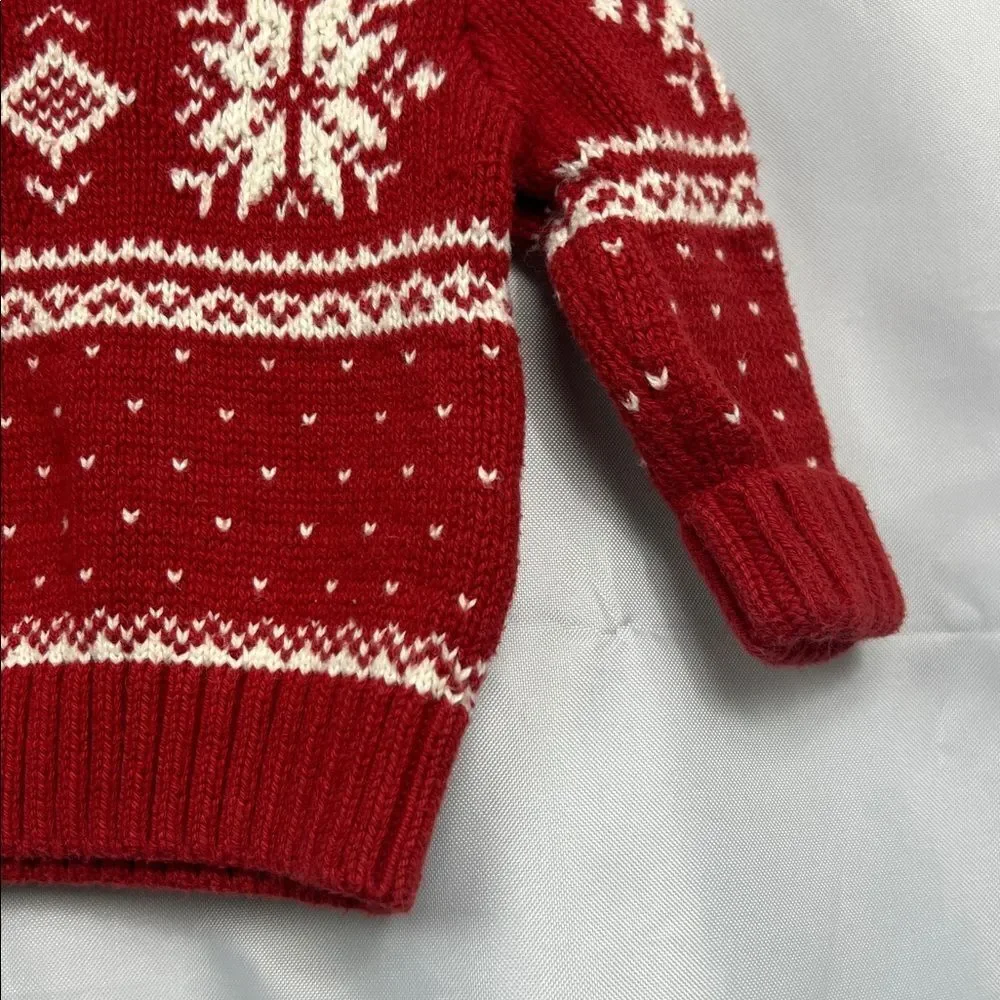 Ralph Lauren red and white snowflake fair Isle cotton sweater size 9 months